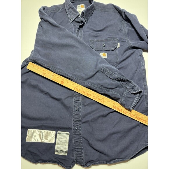 Carhartt Men’s FR Blue Long Sleeve Work Shirt Size Large Regular Flame Resistant - Picture 7 of 12